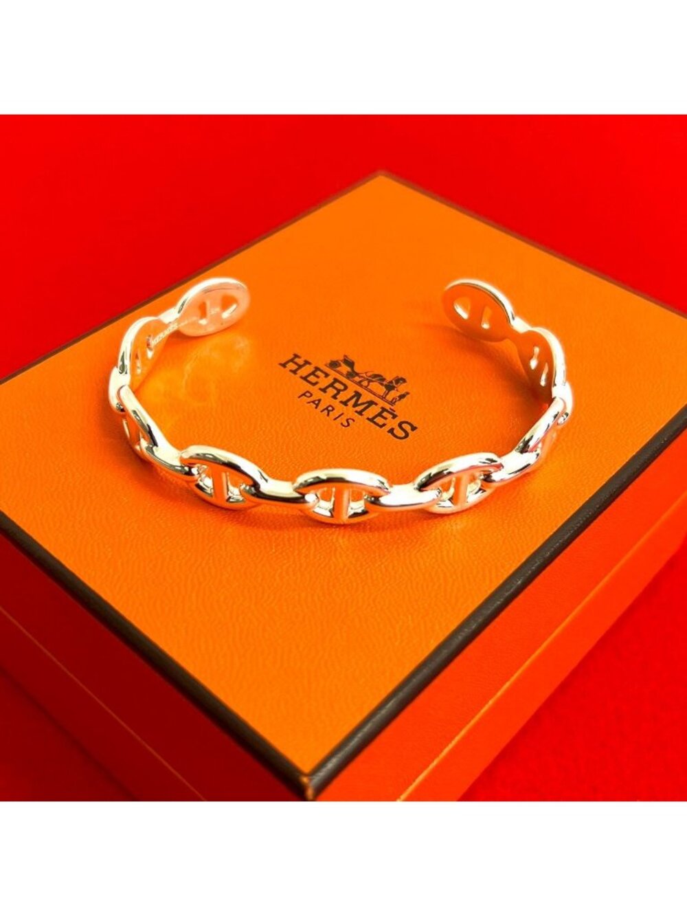 Hermes Enchainee Bangle 925 Sterling Silver Bracelet